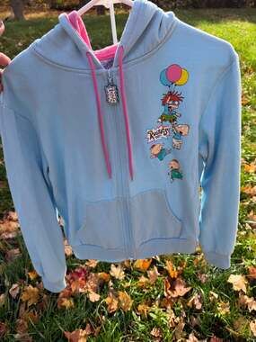Nickelodeon Rugrats Pastel Blue Pink Full Zip Hoodie Medium